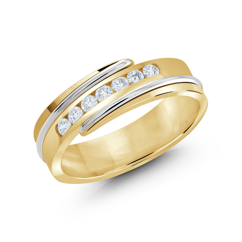 Yellow/White Gold Men's Ring Size 7mm (JMD-634-7YW25)